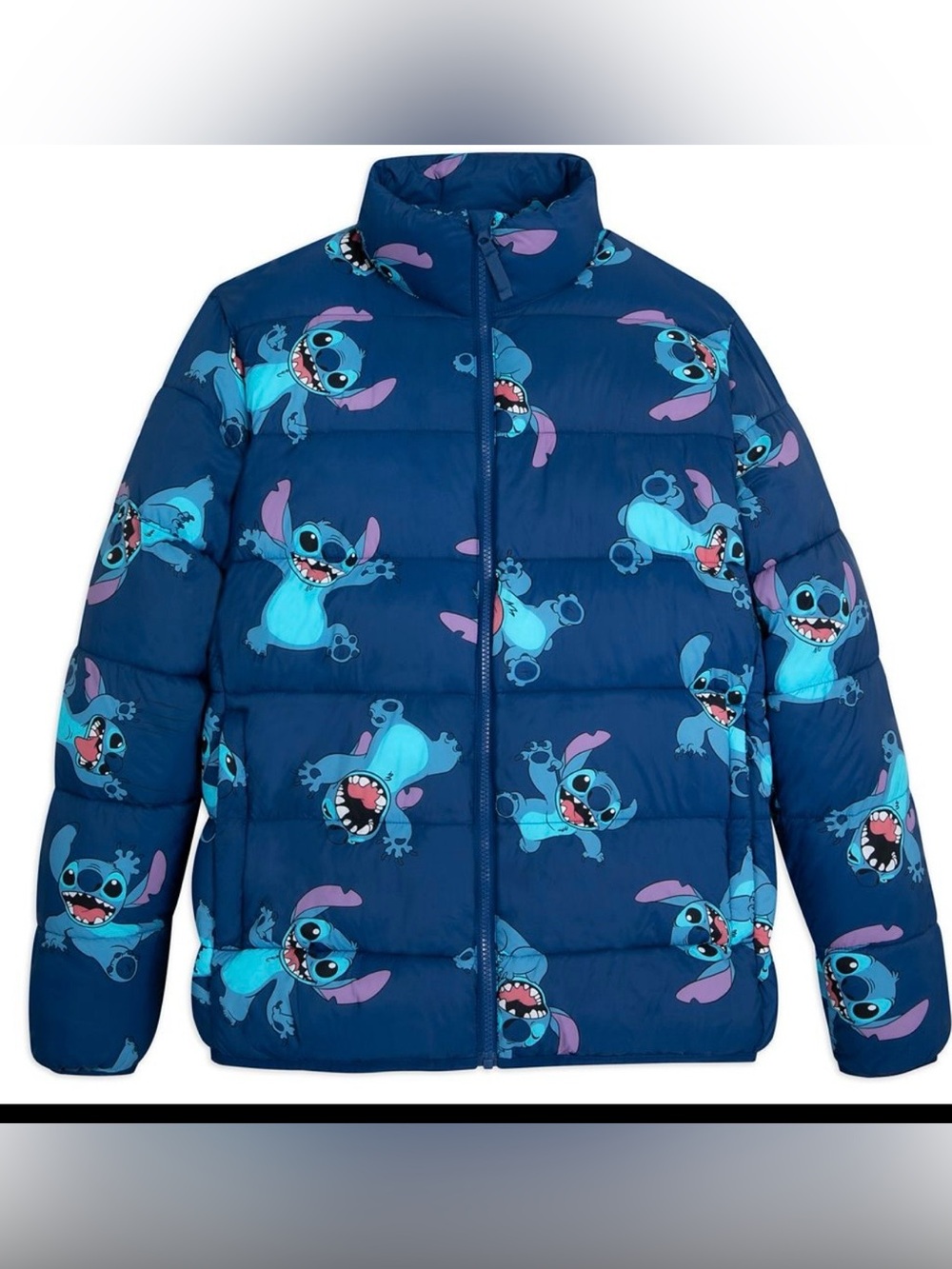 Disney Puffer Jacket Stitch Print Blue XXL NWT